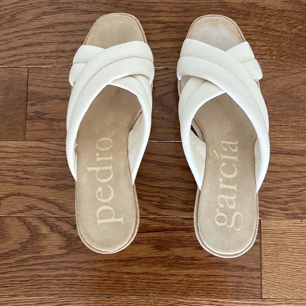 Pedro Garcia leather and suede platform wedge sandals. New without box